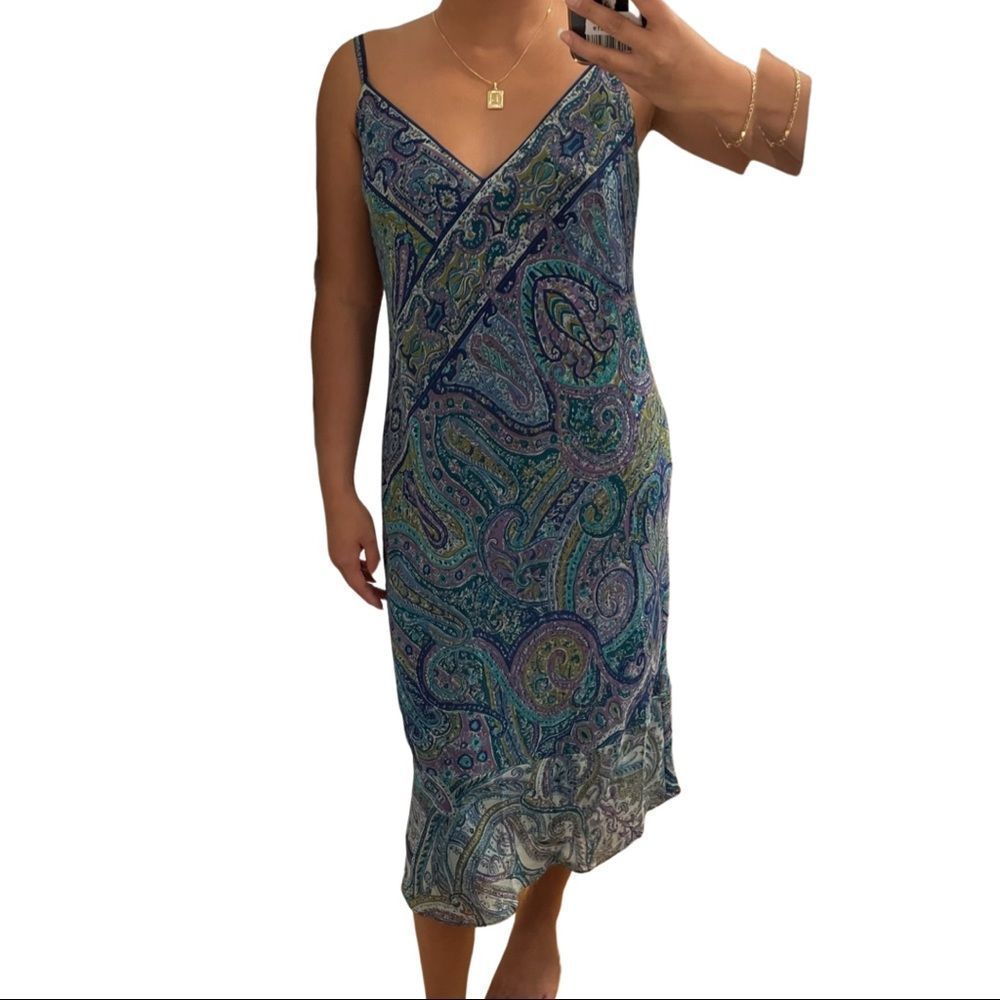 90s paisley slip midi dress